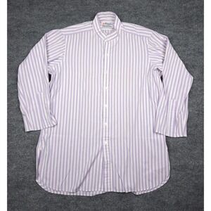 Turnbull & Asser Shirt Men's 16.5-42 Striped Pink Band Collar Cotton